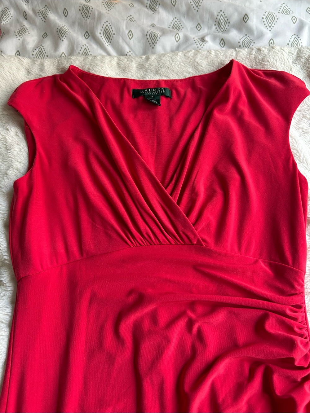 Ralph Lauren Red Midi Fit-and-Flare Dress